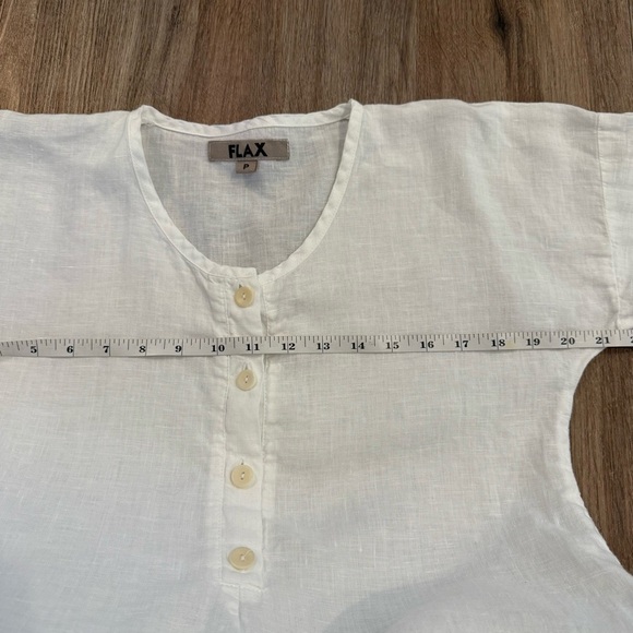 FLAX Long Tunic Top White 100% Linen Size P XS  Long Sleeves Summer Lagenlook - Picture 6 of 8